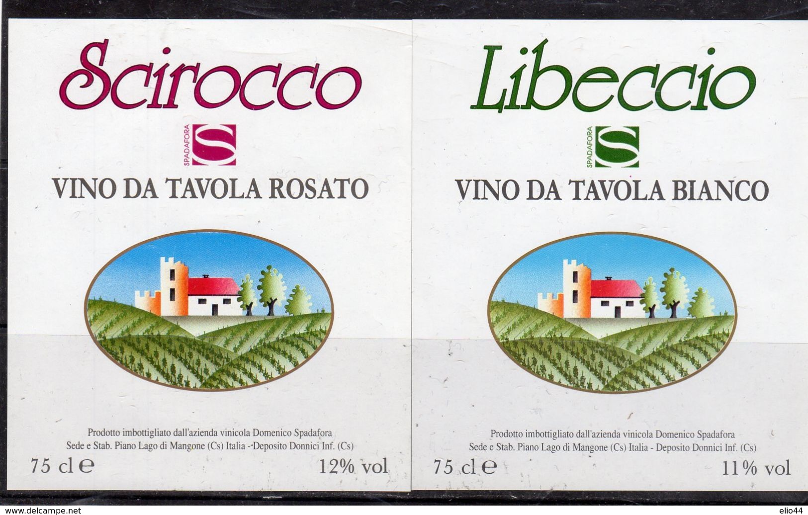 Domenico Spadafora (CS) - Vino Da Tavola Rosato "Scirocco" E Bianco "Libeccio" - - Altri & Non Classificati