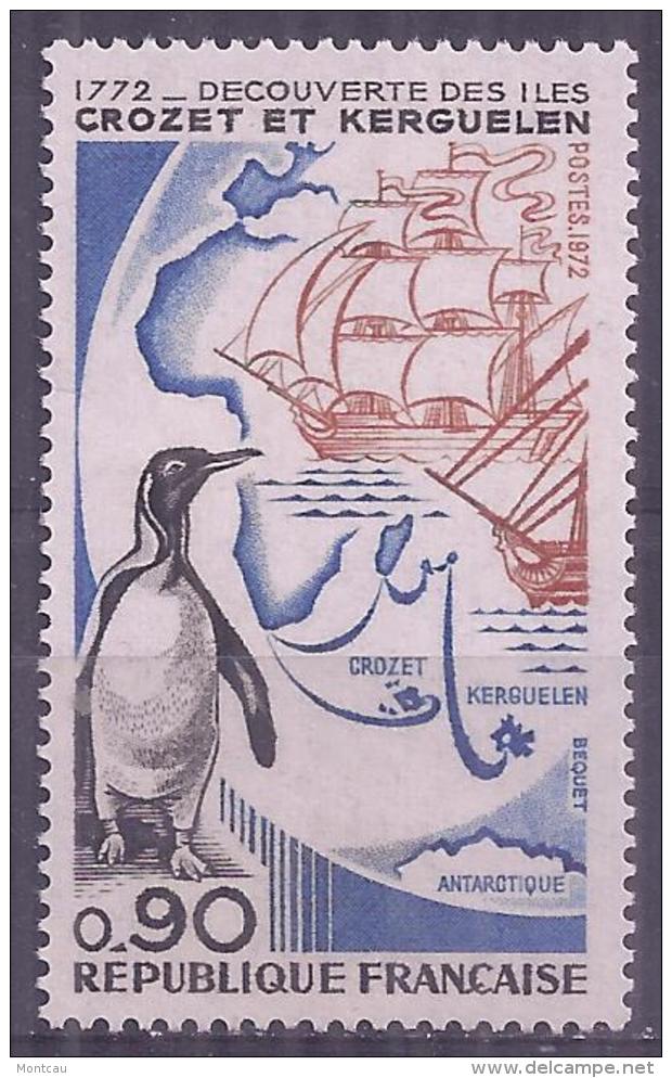 Francia 1972. YT = 1704 - Nuevo Sin Fijasellos (**). Desc Islas Crozet Y Kerguelen - Unused Stamps