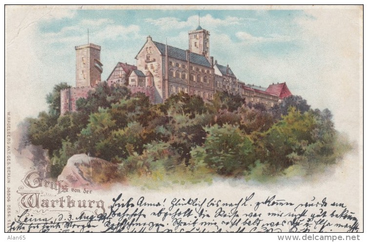 Gruss Vom Der Wartburg Germany Hold-to-Light, Window Light Up, C1890s Vintage Postcard - Hold To Light