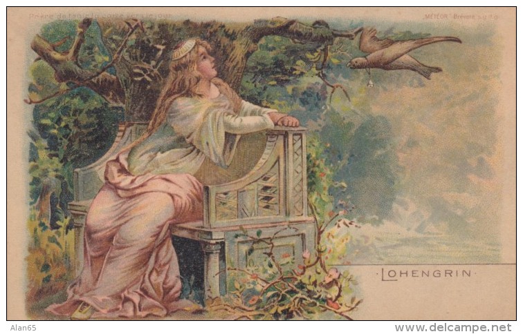 Lohengrin, Hold To Light Knight Appears On Right, Romance, C1890s/1900s Vintage Postcard - Hold To Light