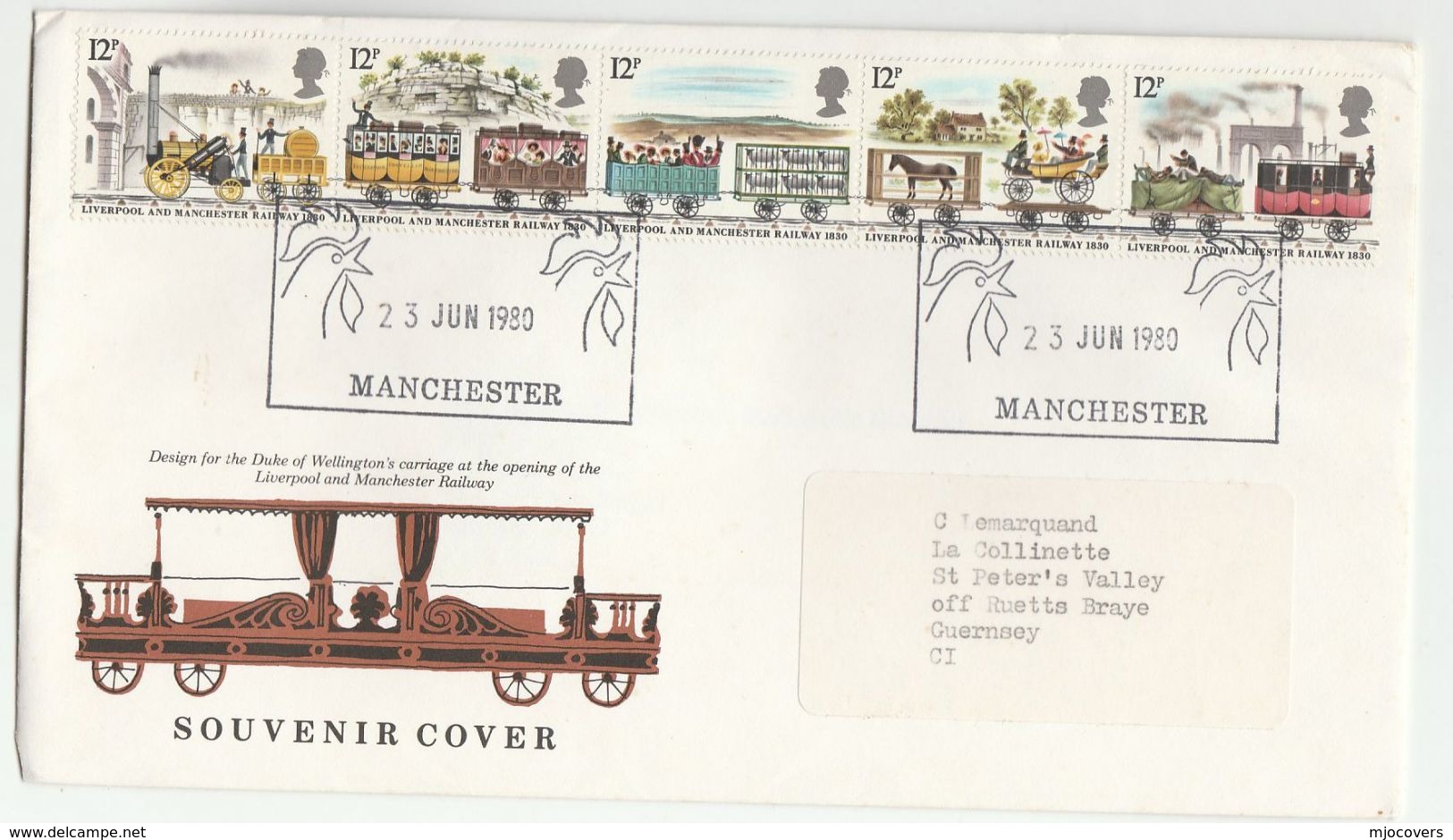 1980 23 Jun MANCHESTER RAILWAY EVENT COVER Stamps GB Train Steam Locomotive Horse Sheep Chicken Bird - Treinen
