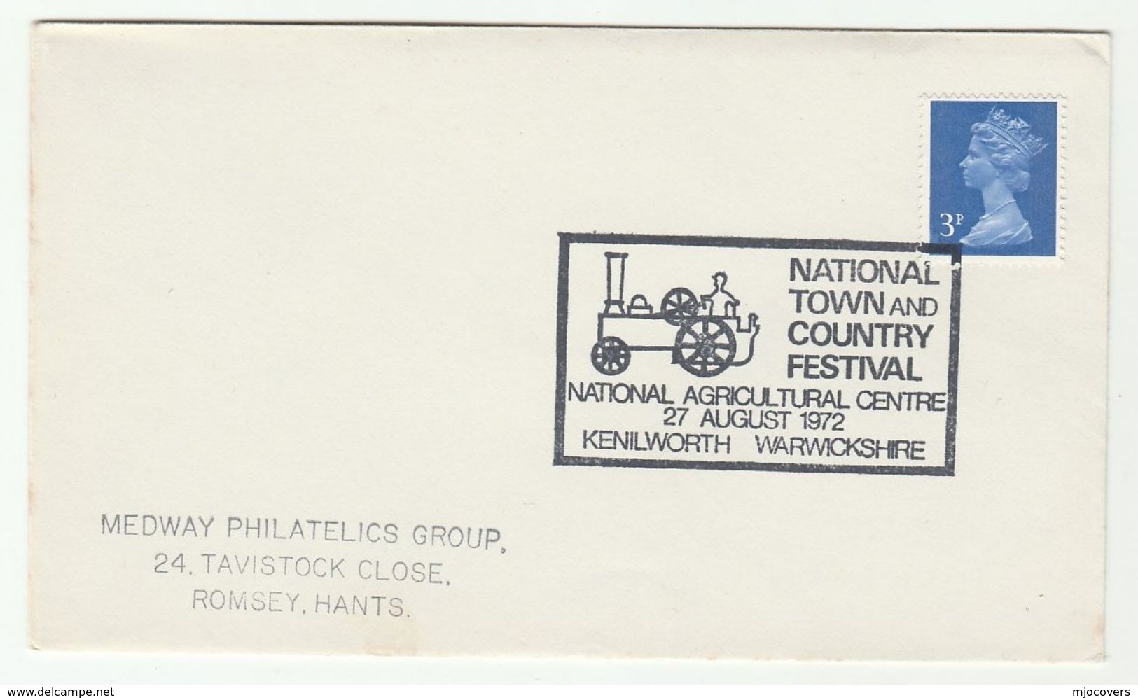 1972  STEAM TRACTION ENGINE, Kenilworth AGRICULTURE EVENT COVER GB Stamps - Agriculture