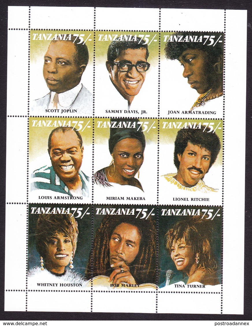 Tanzania, Scott #811, Mint Never Hinged, Black Entertainers, Issued 1992 - Tanzanie (1964-...)