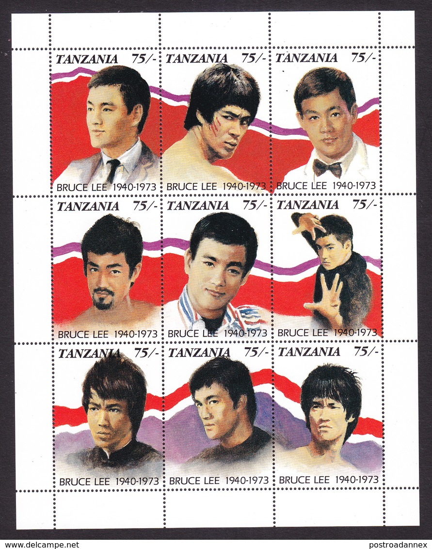 Tanzania, Scott #810, Mint Never Hinged, Bruce Lee, Issued 1992 - Tanzania (1964-...)