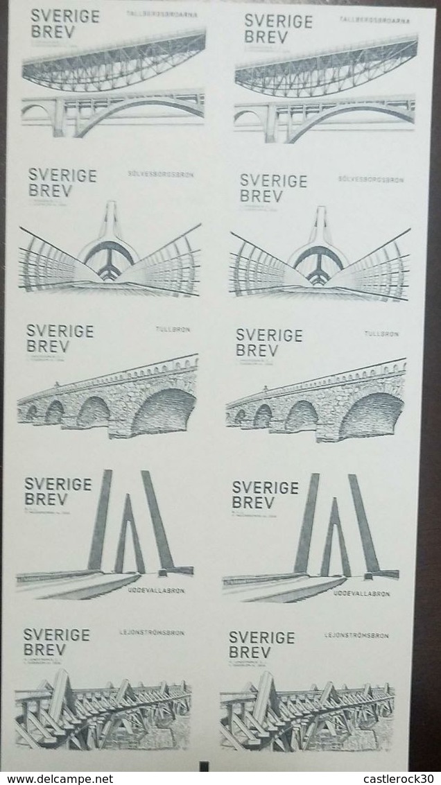 O) 2016 SWEDEN, BLACK PROOF IMPERFORATE, BRIDGES-CIVIL ENGINEERING, TALLBERG-SOLVESBORGS-TULLBRON-UDDEVALLA-LEJONSTROMSB - Proofs & Reprints