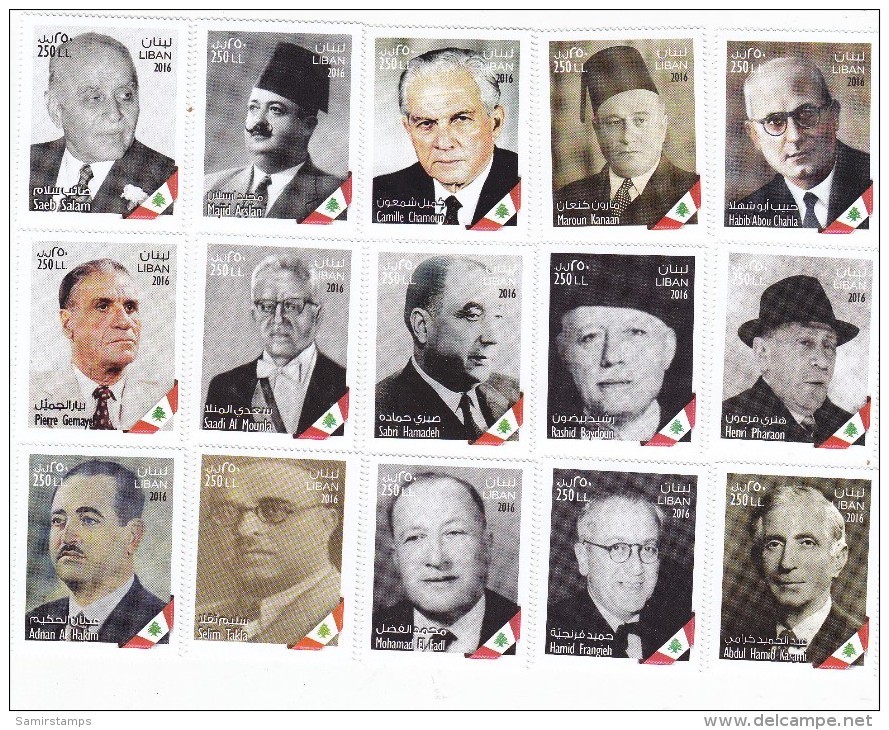 Lebanon-Liban New Issue 2016,Ann Independence,Heroes Of Independence 15 Stamps Cpl.set MNH- Limited- SKRILL PAY ONLY - Lebanon