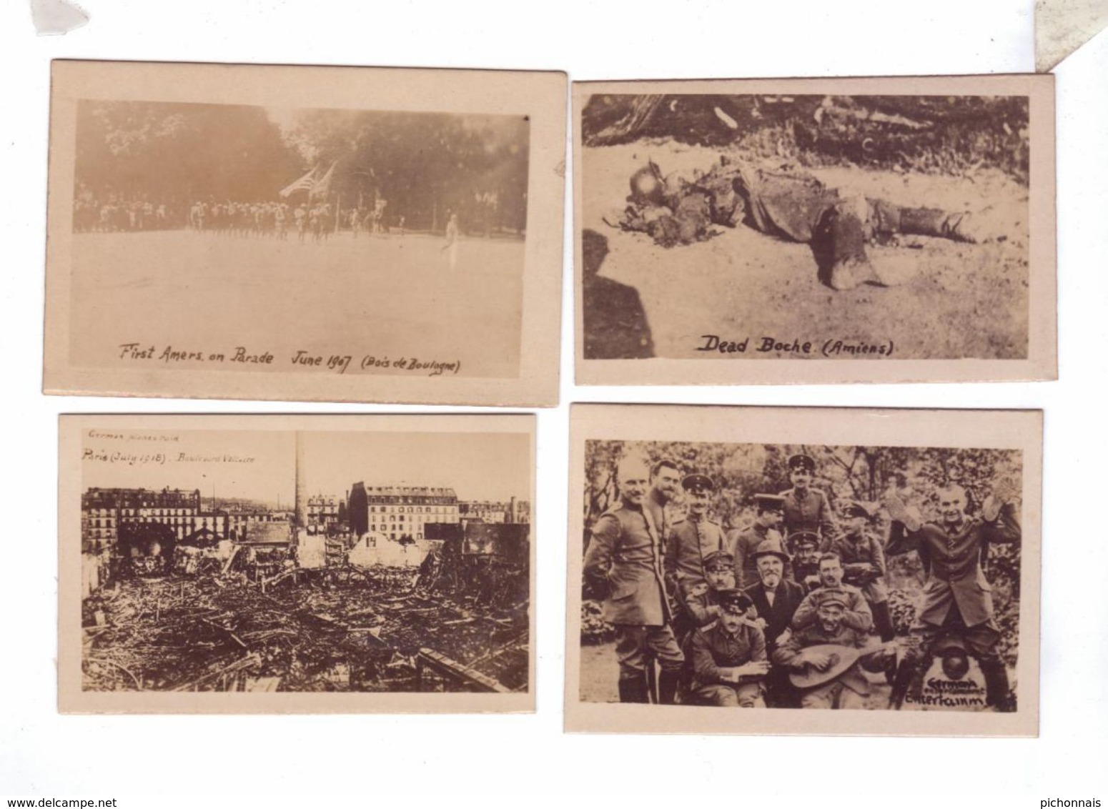 GUERRE 14 18 MINI Carte Photo 4,5 Cm Par 7 Cm Destruction Morts Canon Avion Belleau Cimetiere Allemand - Bordeaux