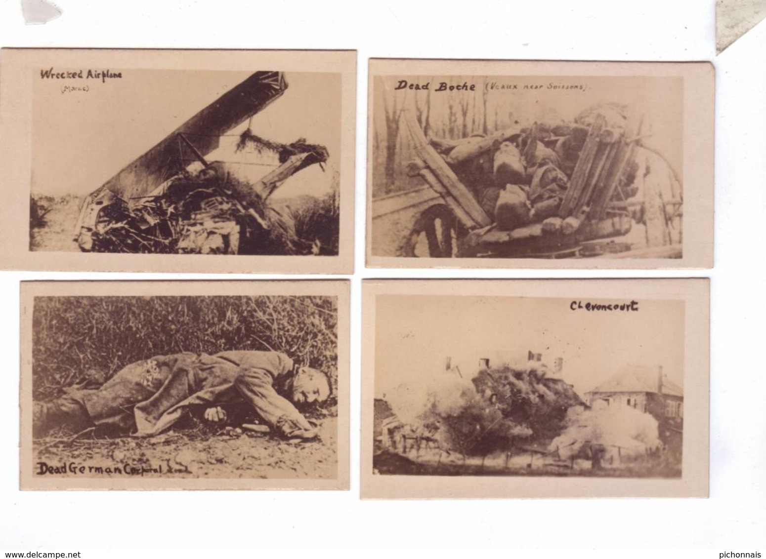 GUERRE 14 18 MINI Carte Photo 4,5 Cm Par 7 Cm Destruction Morts Canon Avion Belleau Cimetiere Allemand - Bordeaux