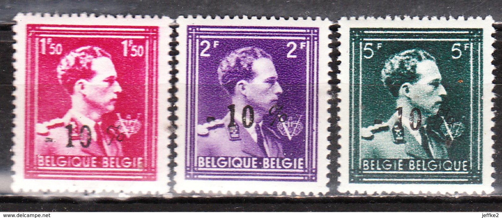 724N/P**  Leopold III Col Ouvert Surchargé -10% - AUBEL - Série Complète - MNH** - LOOK!!!! - 1946 -10%