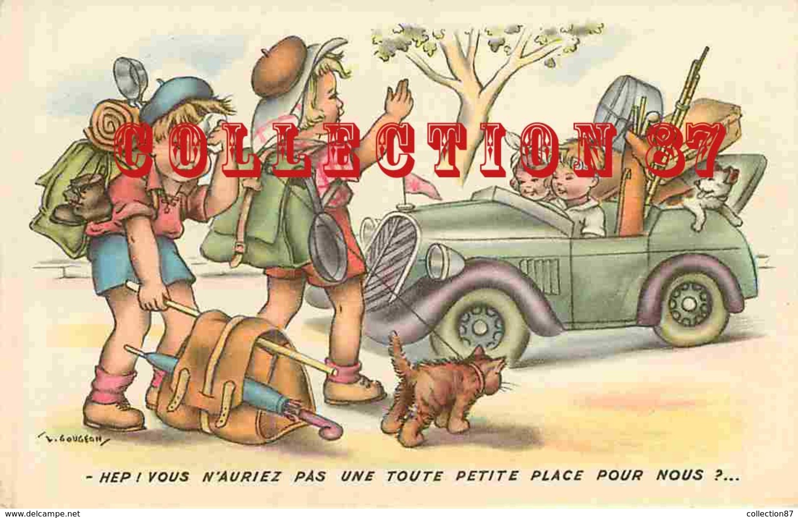 ☺♦♦ HUMOUR < AUTO STOPPEUR Par GOUGEON - CAMPEUR PARTANT En VACANCES - Humour