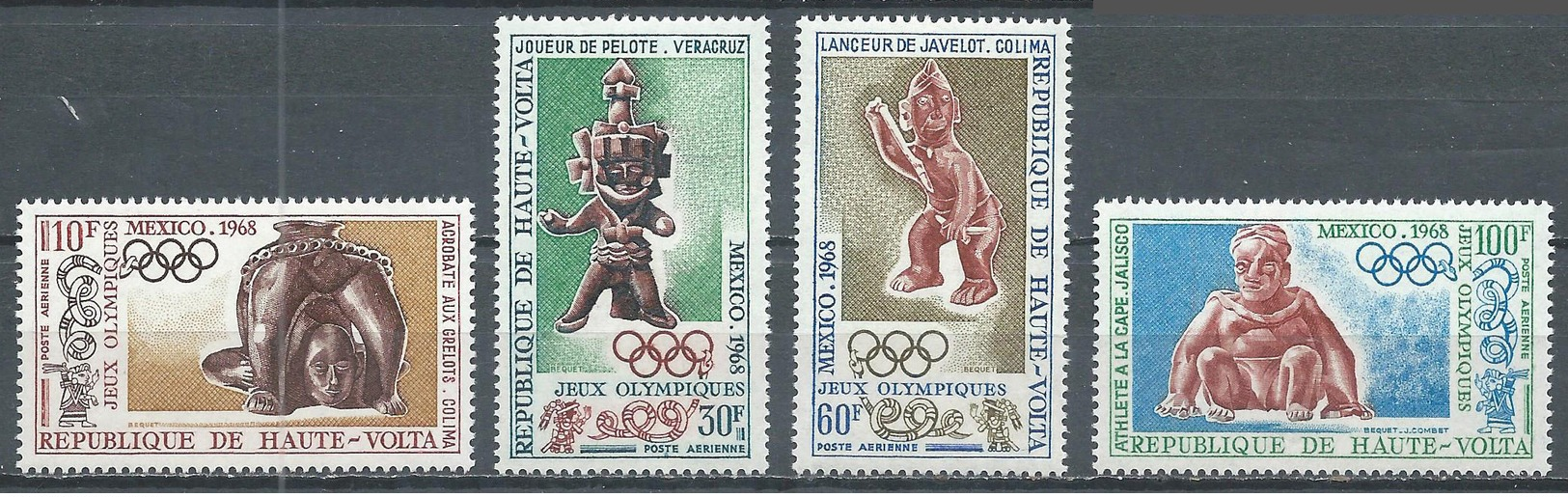 Haute-Volta Poste Aérienne YT N°54/57 Jeux Olympiques De Mexico 1968 Neuf ** - Haute-Volta (1958-1984)