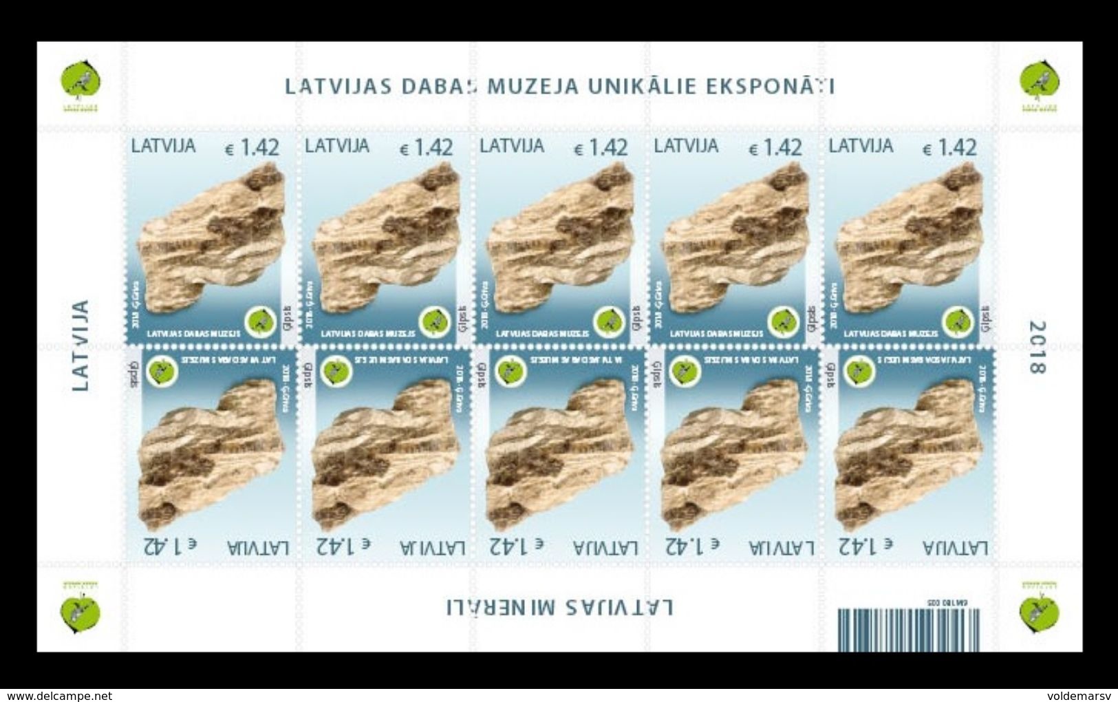 Latvia 2018 Mih. 1039 Minerals. Gypsum (M/S) MNH ** - Lettland