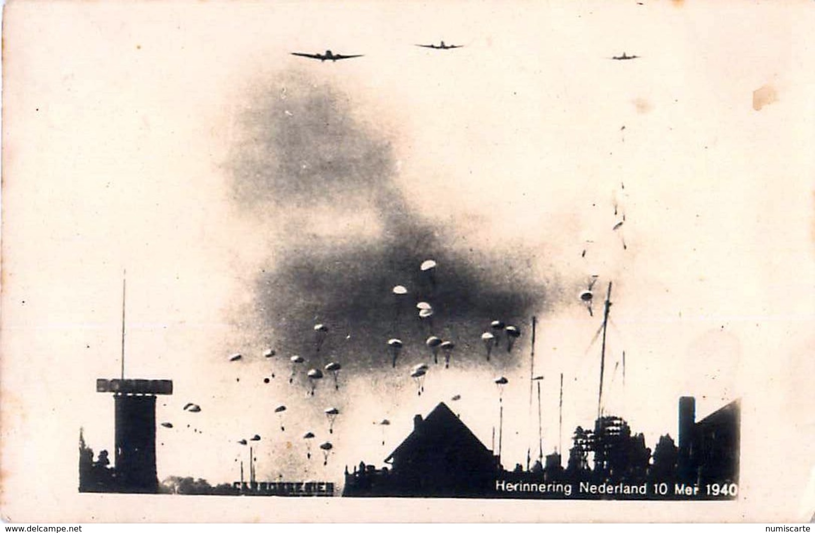 Carte Photo Herinnering Nederland 10 Mei 1940 - YPENBURG - Landing Van Duitse Parachutisten - Weltkrieg 1939-45