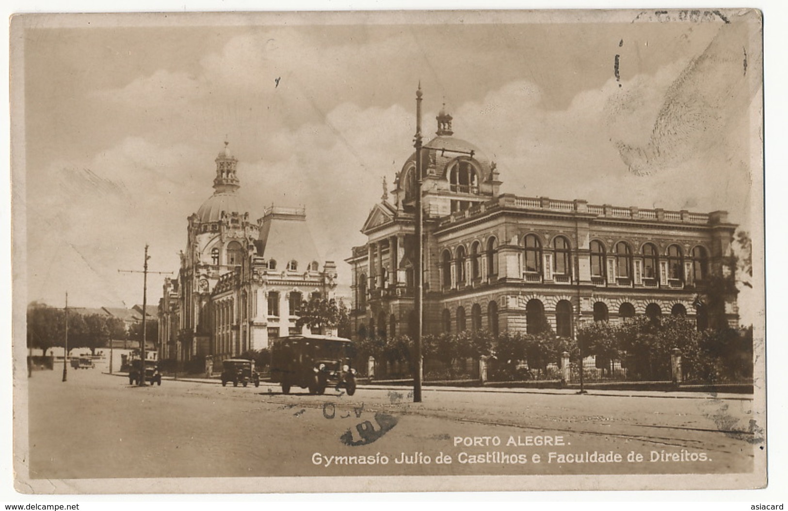 Porto Alegre Gymnasio Julio De Castihos E Facultade De Direitos Used To Santiago Chile  Deltiology Postcard Club - Porto Alegre