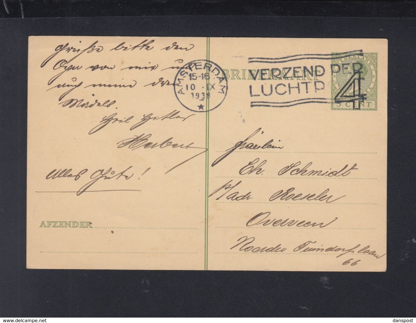 Niederlande GSK Mit Aufdruck 1938 Amsterdam - Postal Stationery