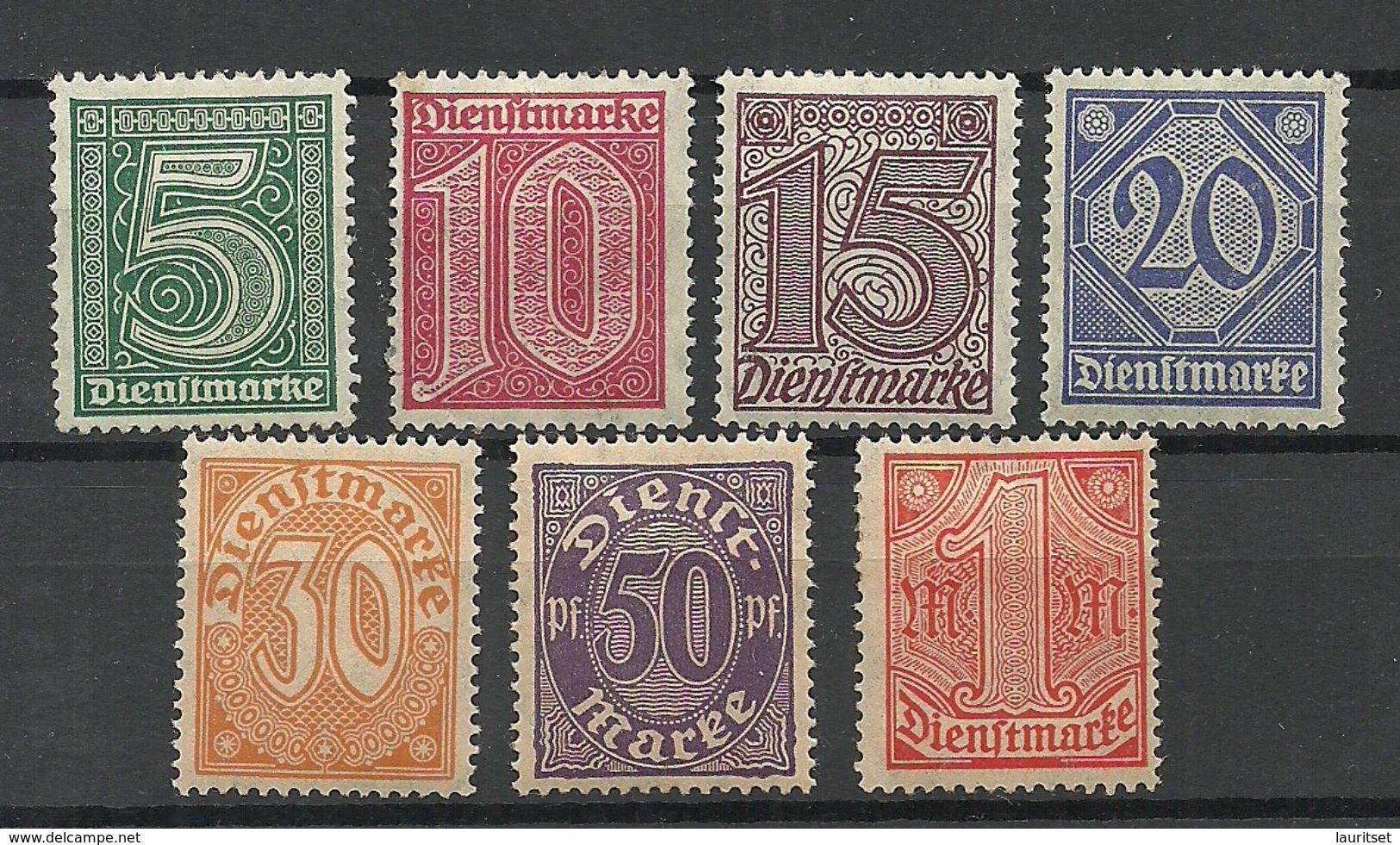 Deutsches Reich 1920 = 7 Werte Aus Michel 23 - 33 Dienstmarken * - Ongebruikt
