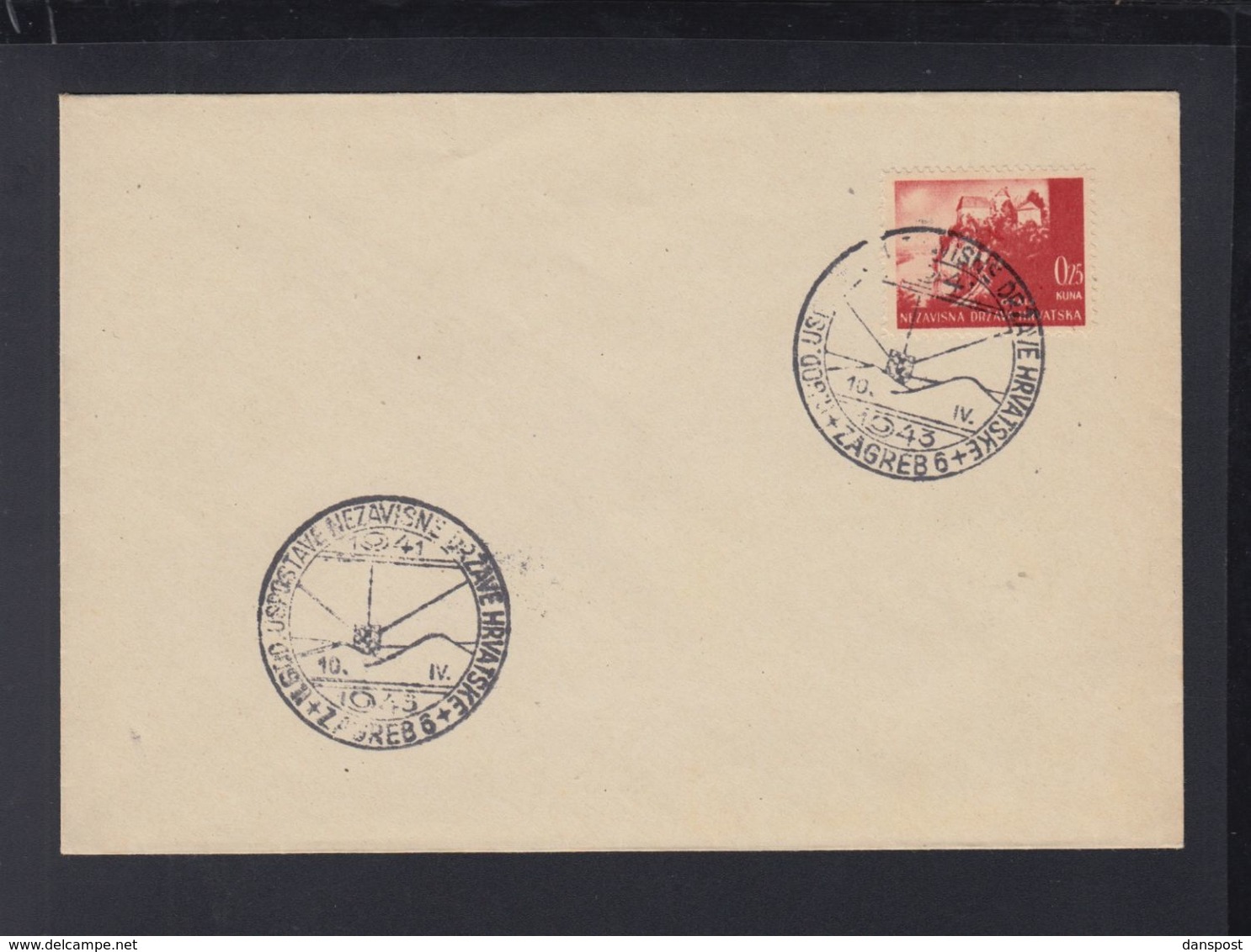 Croatia Cover 1943 Special Cancelation - Croacia