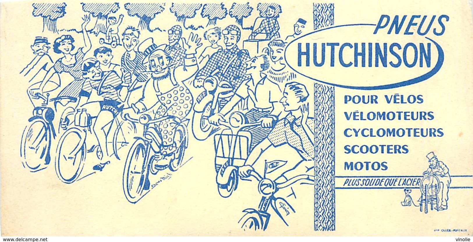 VP-GF.18-49 : BUVARD.  PNEUS HUTCHISON POUR VELO SCOOTEURS MOTOS CYCLOMOTEURS. SOLEX. MONTARGIS. - Produits Laitiers