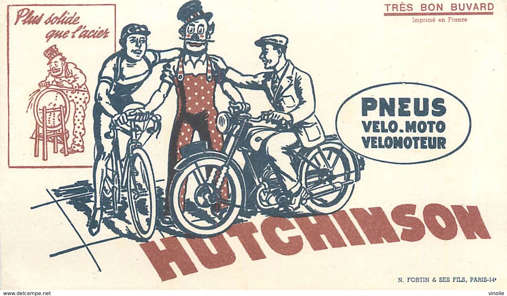 VP-GF.18-50 : BUVARD.  PNEUS HUTCHISON POUR VELO  MOTO. AIGUISEUR. MONTARGIS - Produits Laitiers