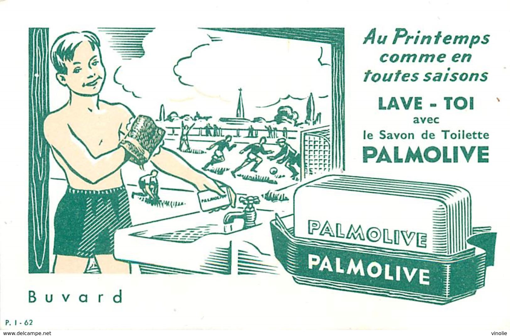 VP-GF.18-85 : BUVARD.  SAVON PALMOLIVE. SPORT. FOOTBALL. - Perfume & Beauty