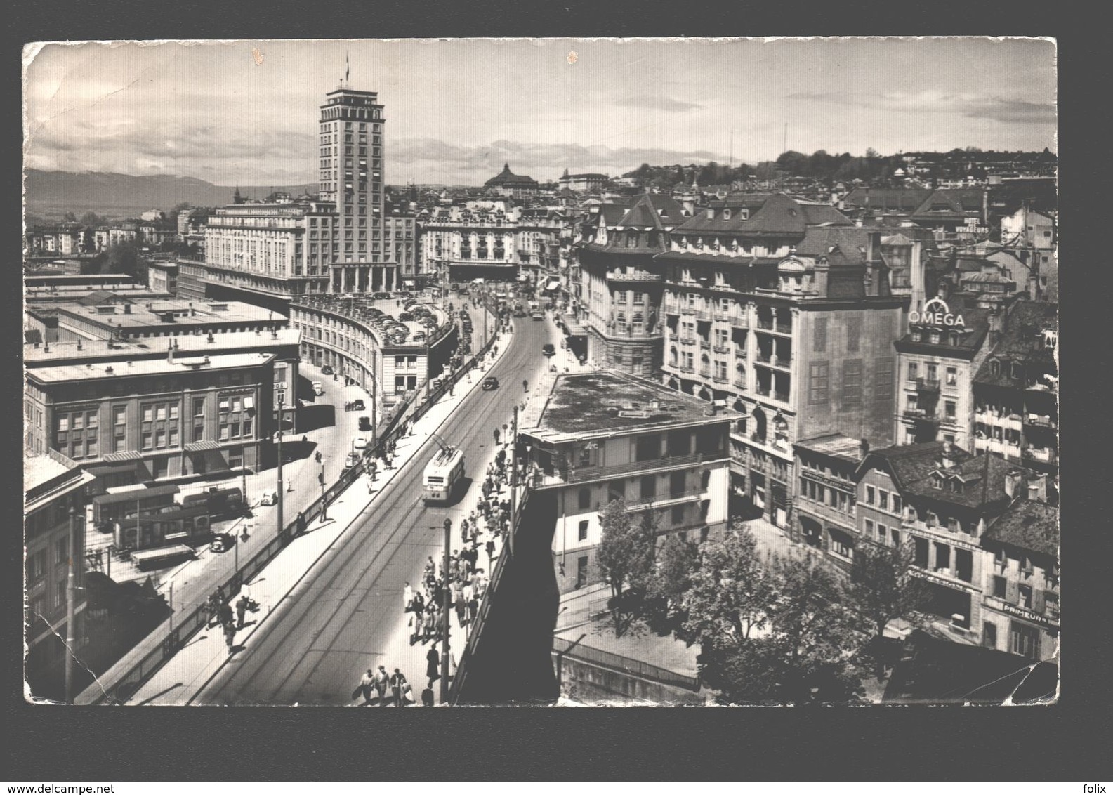 Lausanne - Le Grand Pont Et La Tour Métropole Bel-Air - Tram / Tramway - 1959 - Lausanne