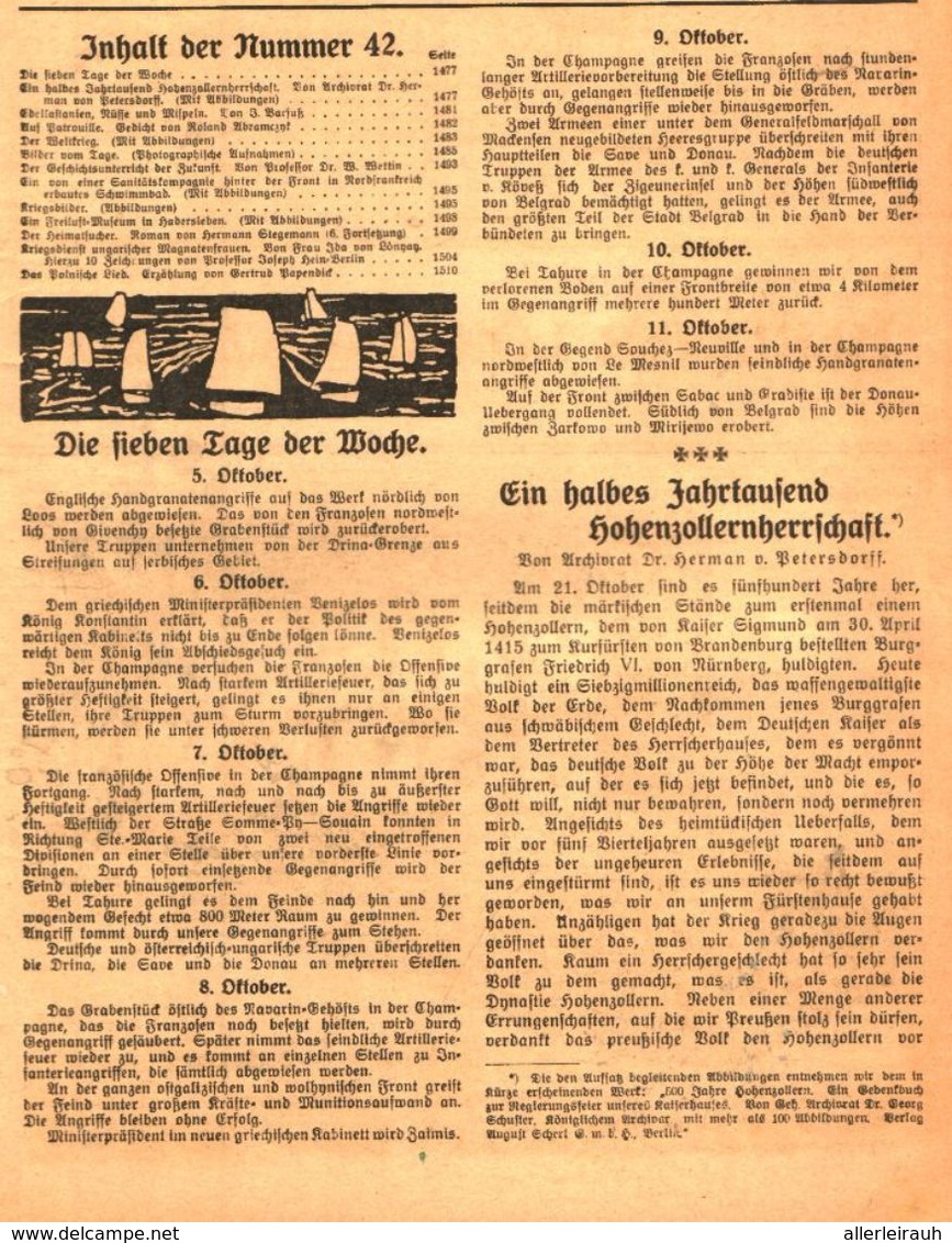 Ein Halbes Jahrtausend Hohenzollernherrschaft / Artikel, Entnommen Aus Zeitschrift/1915 - Paketten