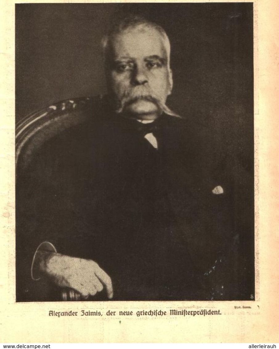 Alexander Zaimis, Der Neue Griechische Präsident/ Druck, Entnommen Aus Zeitschrift/1915 - Packages