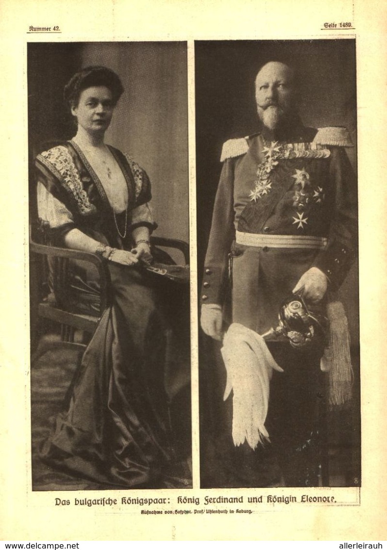 Das Bulgarische Königspaar: König Ferdinand Und Königin Eleonore/ Druck, Entnommen Aus Zeitschrift/1915 - Paketten