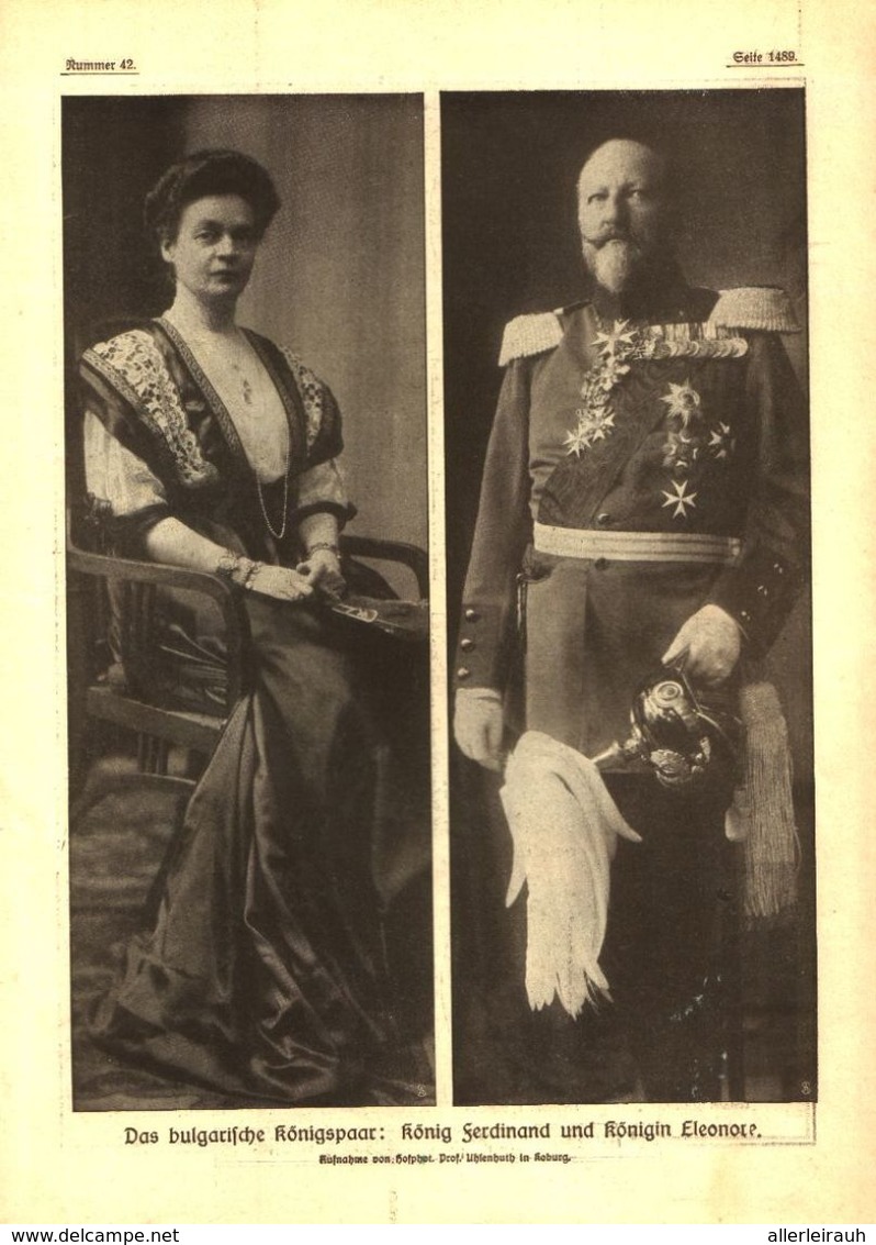 Das Bulgarische Königspaar: König Ferdinand Und Königin Eleonore/ Druck, Entnommen Aus Zeitschrift/1915 - Colis