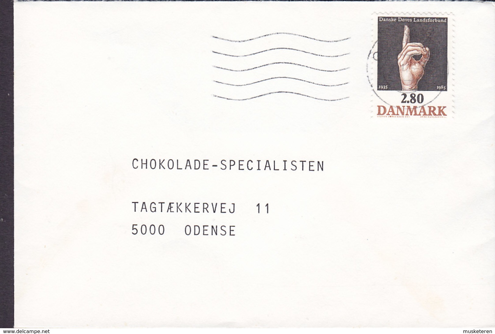 Denmark ODENSE? 1986 Cover Brief To 'Chokolade-Specialisten ODENSE Danish Deef Union Stamp - Briefe U. Dokumente