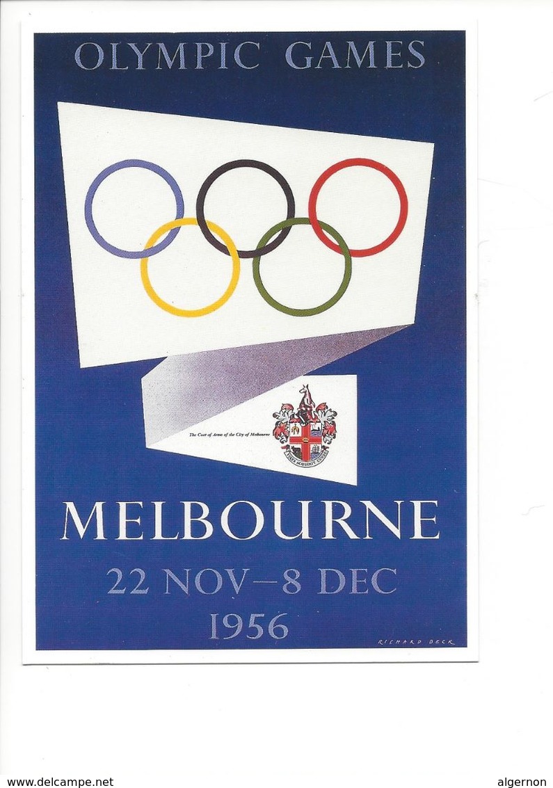 19412 - Melbourne 1956 Olympic Games (Reproduction D'Affiche Format 10 X 15) - Jeux Olympiques