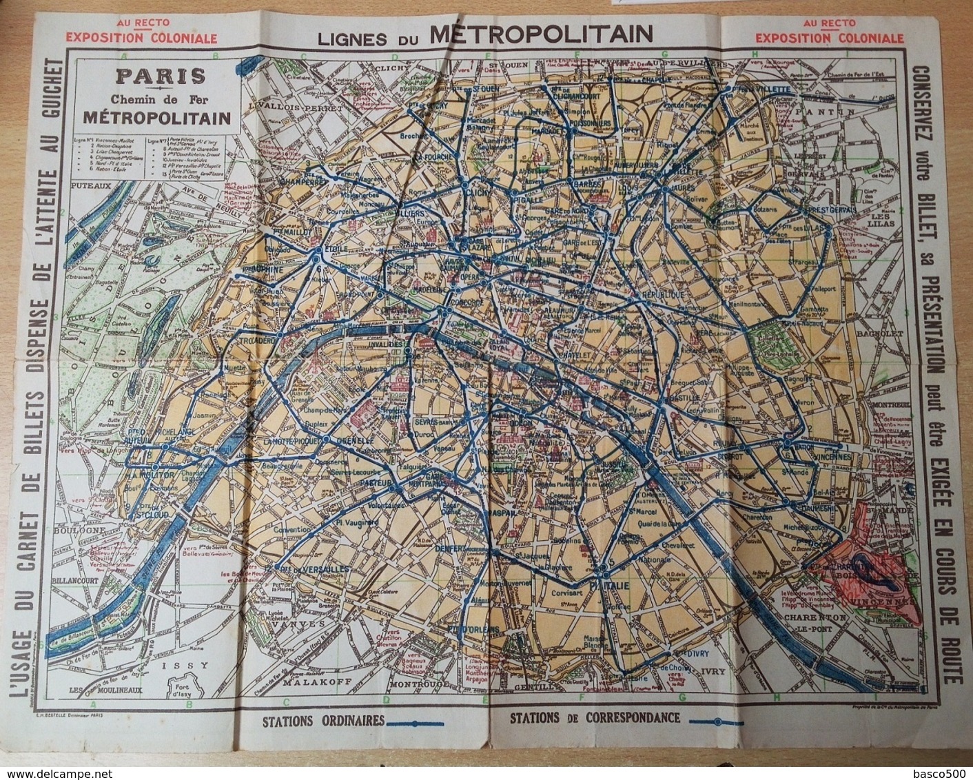 1931 PARIS Plans Recto/Verso METRO + EXPOSITION COLONIALE INTERNATIONALE - Europe