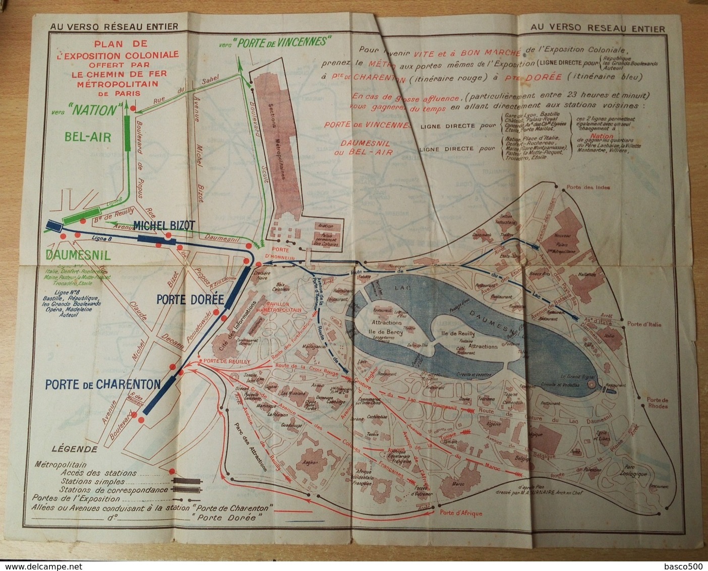 1931 PARIS Plans Recto/Verso METRO + EXPOSITION COLONIALE INTERNATIONALE - Europe