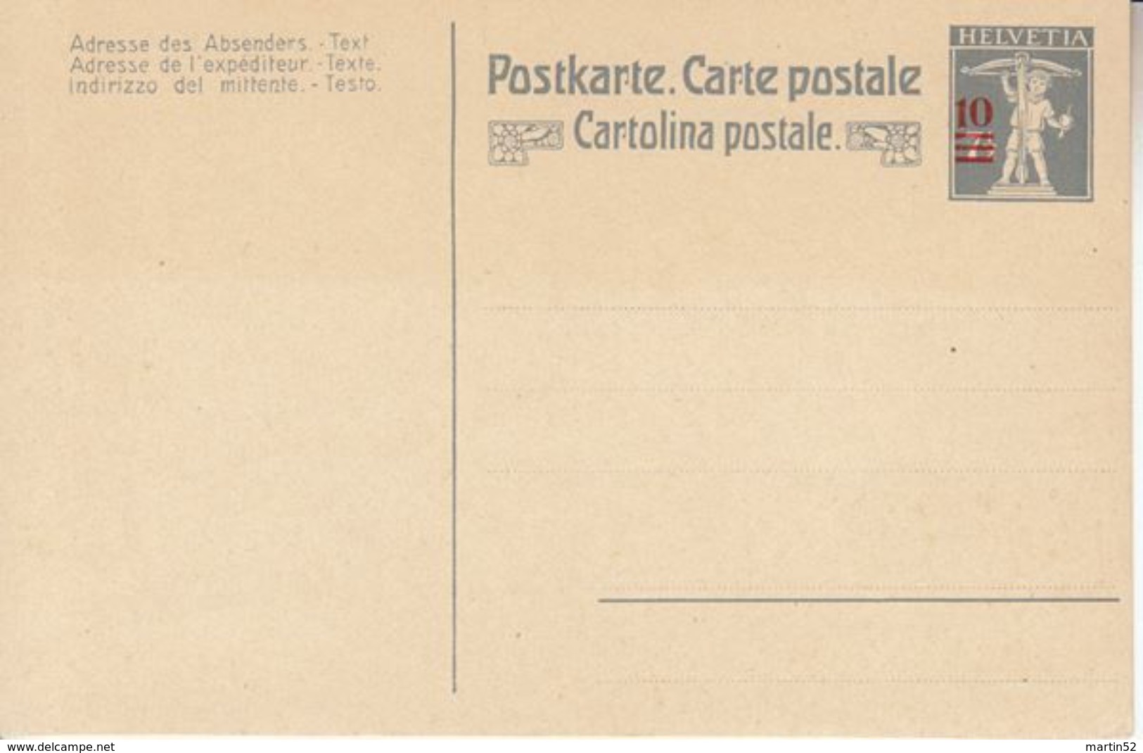 Schweiz Suisse: 3 Postkarten ** 3 CP Neuves: Fils De Tell-Knabe Aufdrucke 7 1/2 C Grün &  10 C Grau & Helvetia 10 C Rosa - Interi Postali
