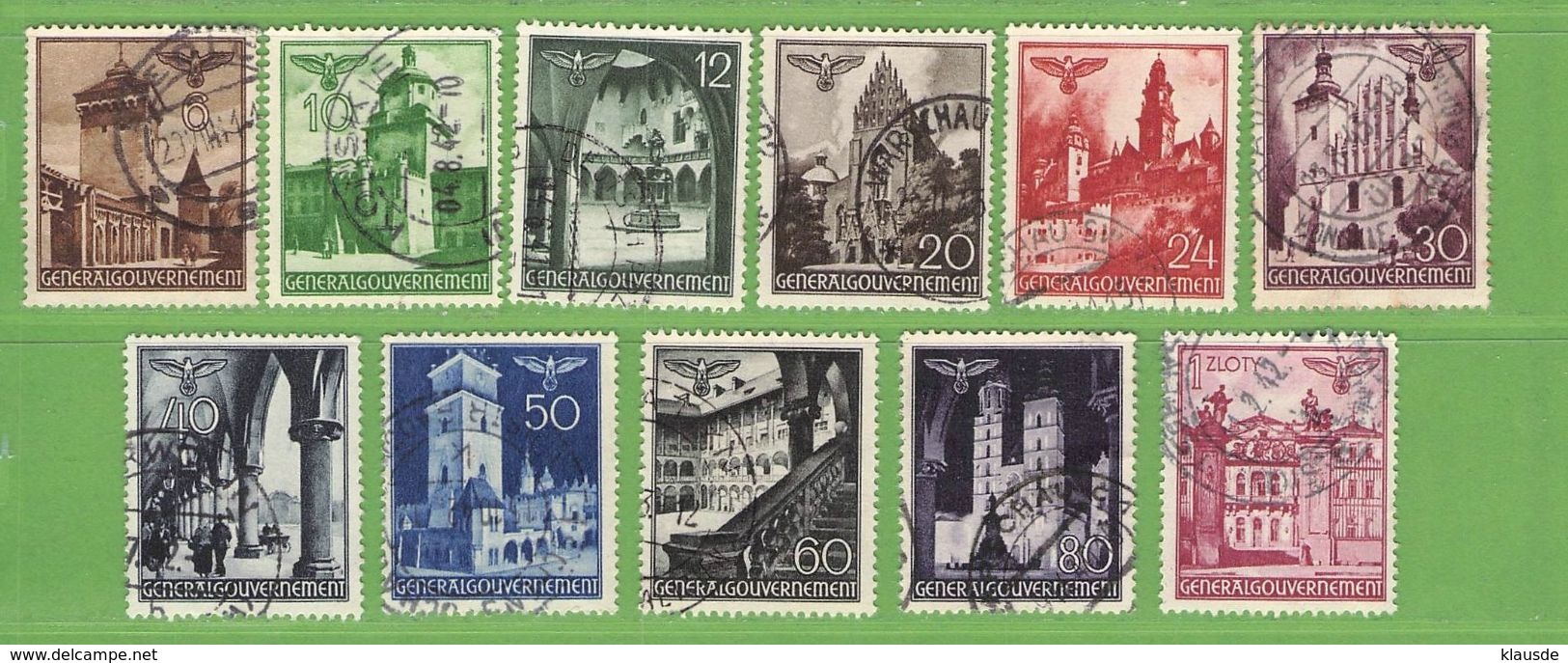 MiNr.40-51 O  Deutsches Reich General Gouvernement - Besetzungen 1938-45