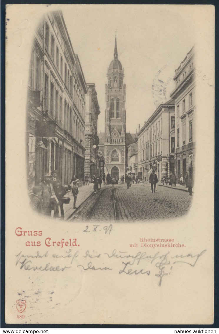 Ansichtskarte Foto Krefeld Nach Innsbruck 1897 Rheinstr Mit Dionysiuskirche - Sonstige & Ohne Zuordnung