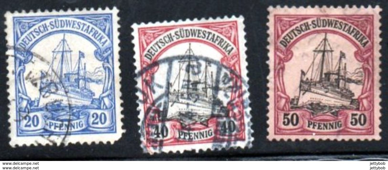 GERMAN SWA 1901 Yachts (No Wmk) 20pf, 40pf, 50pf. Used - German South West Africa