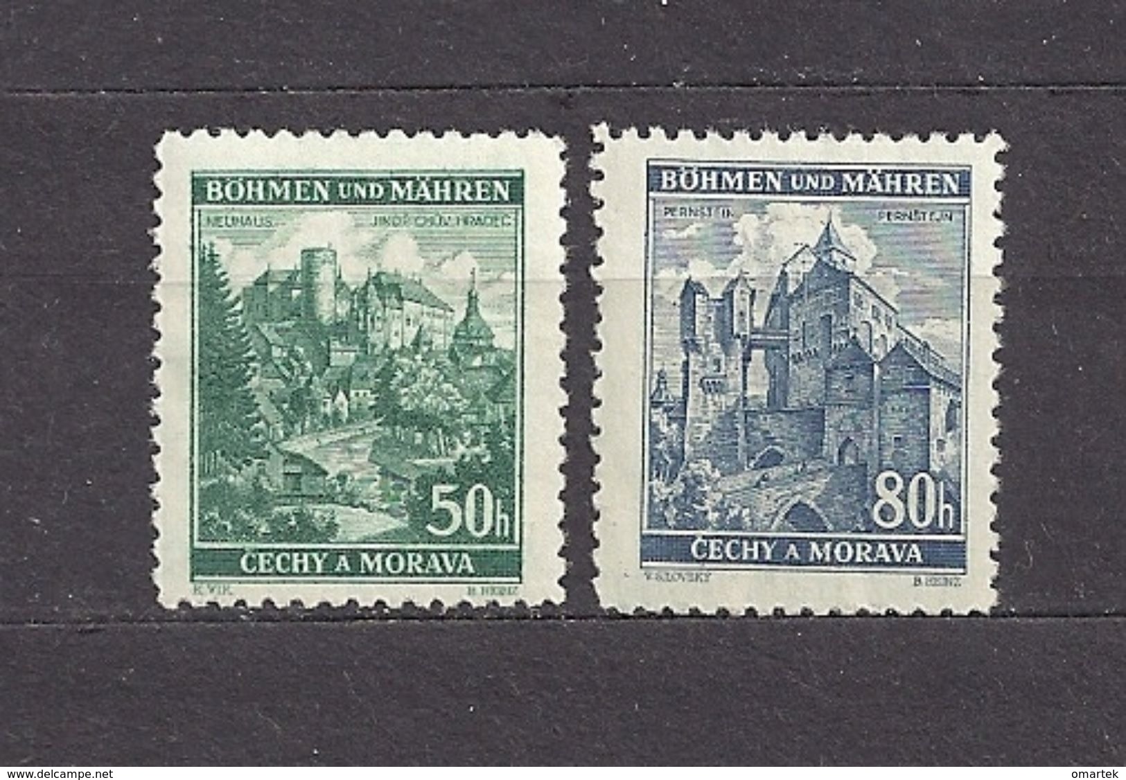 Bohemia & Moravia Böhmen Und Mähren 1940 MH * Mi 39, 40 Sc 40, 41 Städte II, Cities And Castles II. German Occupation - Ungebraucht