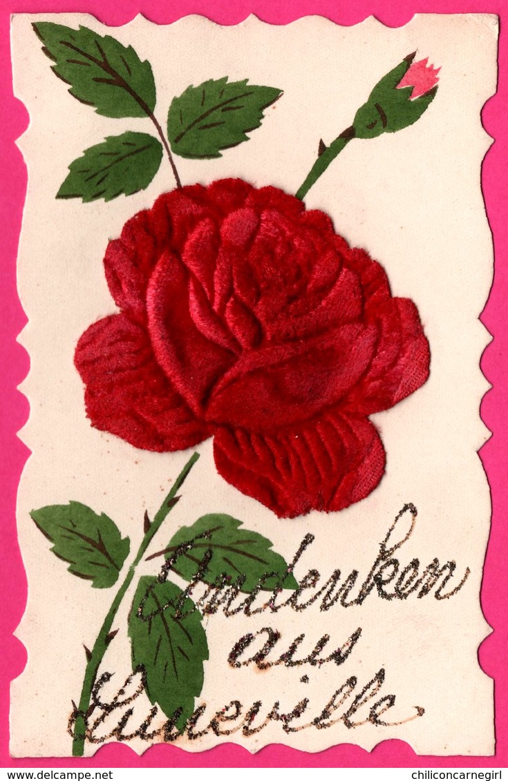 Cp Faite à La Main - Andenken Aus Luneville - Ajouti De Tissu - Rose - Paillette - Luneville