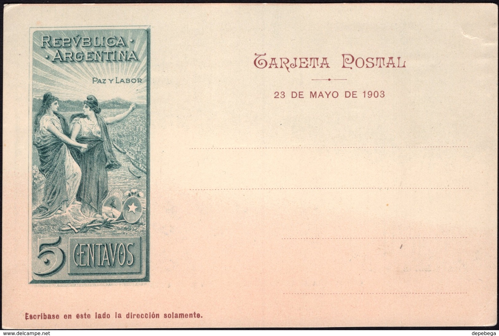 Argentina 1903 - Illustrated Stationery Postcard. Cordillera Al Oeste De La Colonia 16 De Octubre. - Enteros Postales