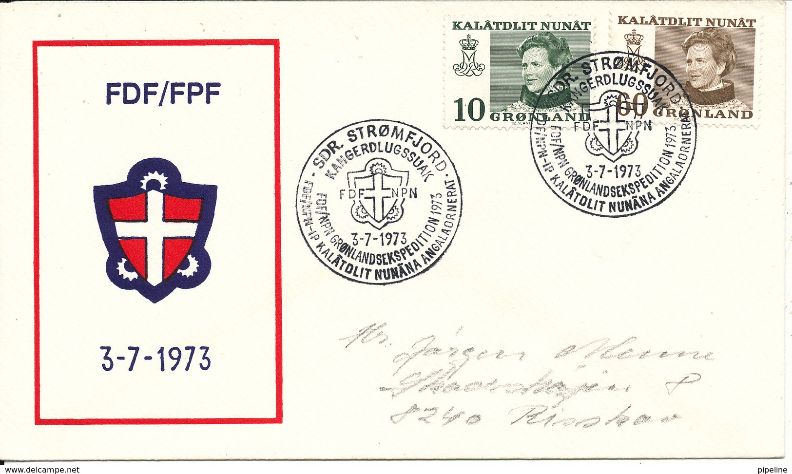 Greenland Cover SCOUT Postmark Greenlandsexpedition 3-7-1973 Sdr. Strömfjord - Other & Unclassified