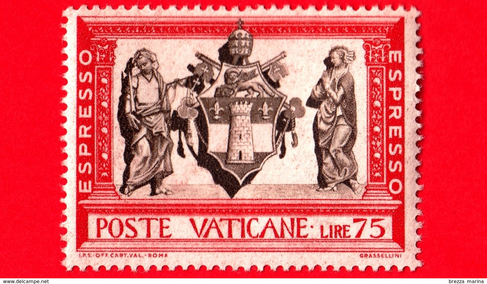 Nuovo - MNH - VATICANO - 1960 - Opere Di Misericordia - ESPRESSO - Stemma Di Giovanni XXIII E Figure - 75 - Priority Mail
