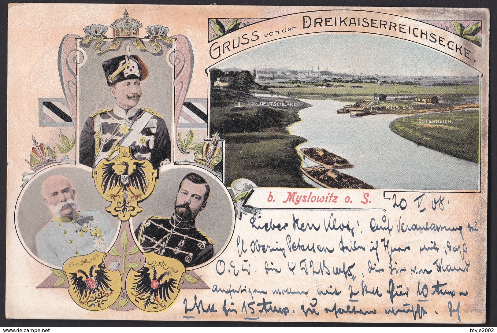 Hrl_ Ansichtskarte -  Gruss Von Der Dreikaiserreichsecke - 1908 - Schlesien