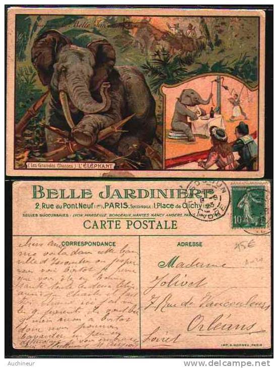 Publicité Belle Jardinière, Rue Du Pont Neuf Paris - Les Grandes Chasses L'éléphant, Cirque - Advertising