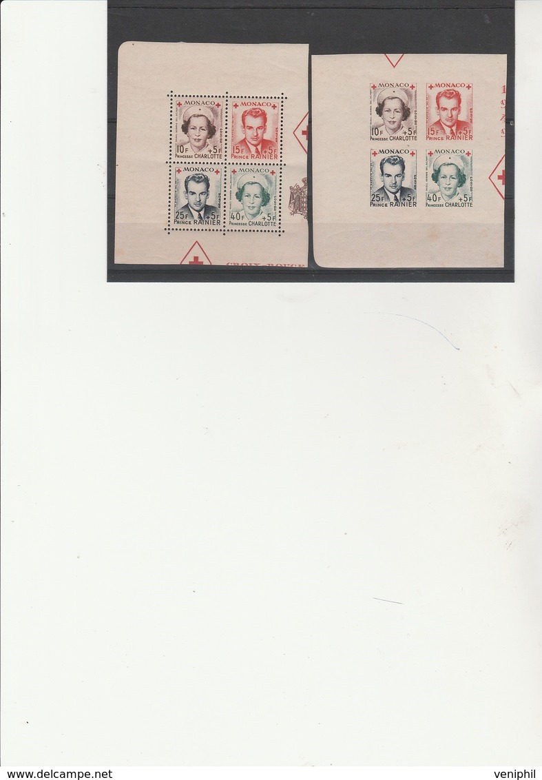 MONACO -CROIX ROUGE -N° 334 A 337 A  INFIME ADHERENCE SUR LE BAS + NON DENTELES 334B A 337B NEUF XX -COTE : 144 € - Unused Stamps