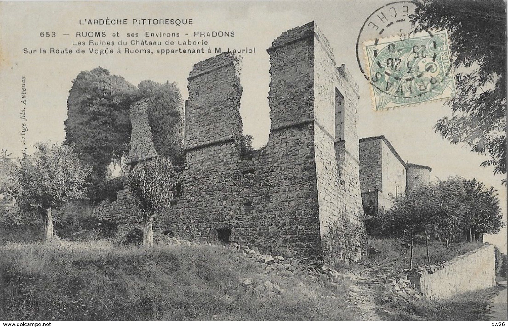 Ruoms Et Ses Environs Pradons (L'Ardèche Pittoresque) - Ruines Du Château De Laborie Sur La Route De Vogüe - Autres & Non Classés