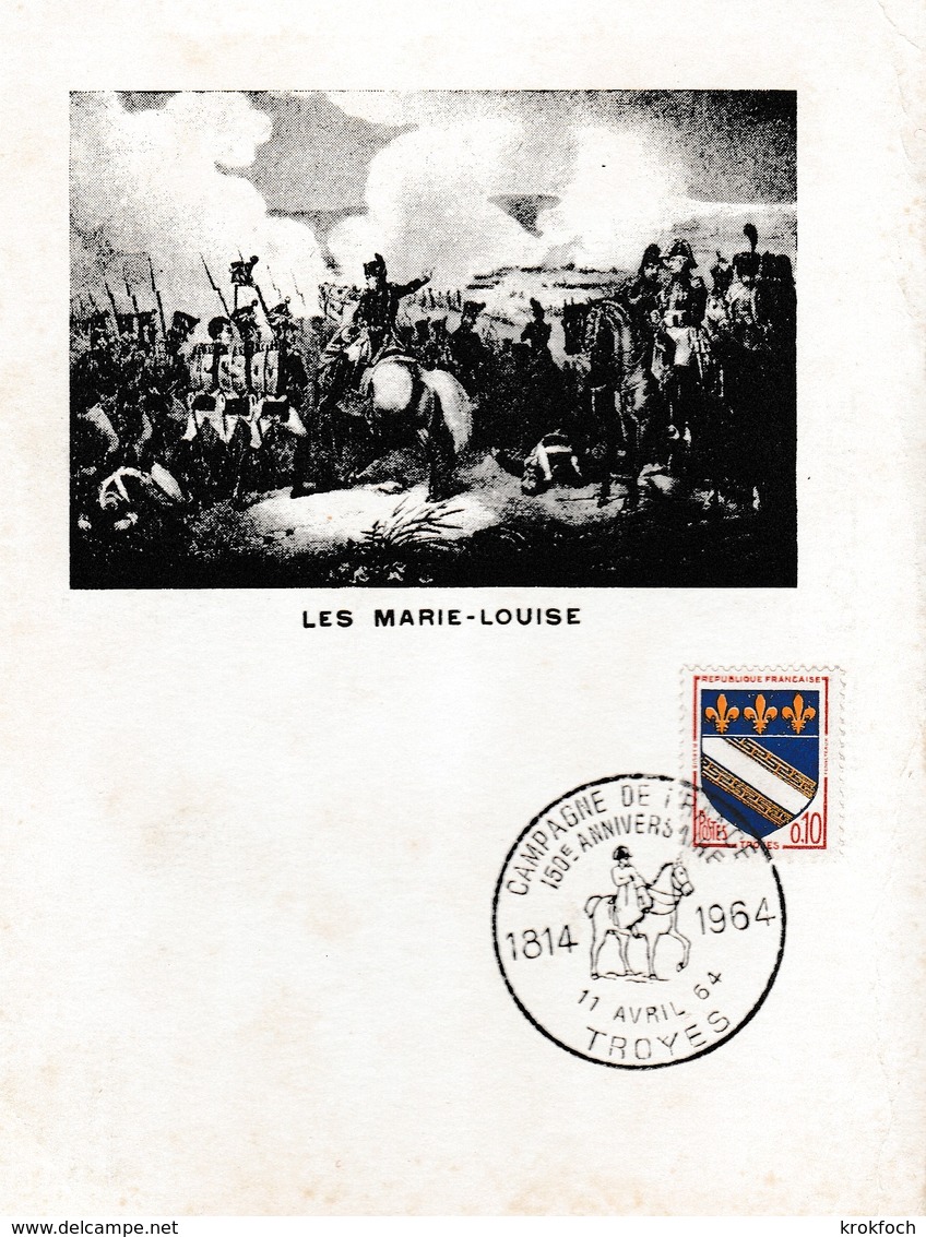 Troyes 1964 - BT Napoléon Campagne De France & Les Marie-Louise - Chevaux Cavalier - !! Bord Plié - Cachets Commémoratifs