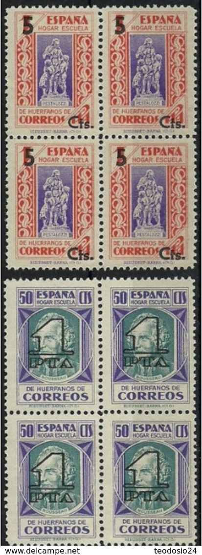 ESPAÑA BENEFICENCIA 1938 HABILITADOS 27/8** MNH BL4 - Beneficenza