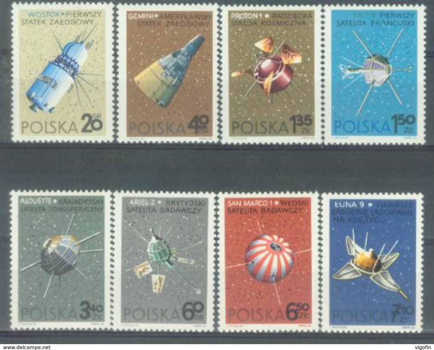 PL 1966-1730-37 SPACE, POLAND, 8v, MNH - Europe