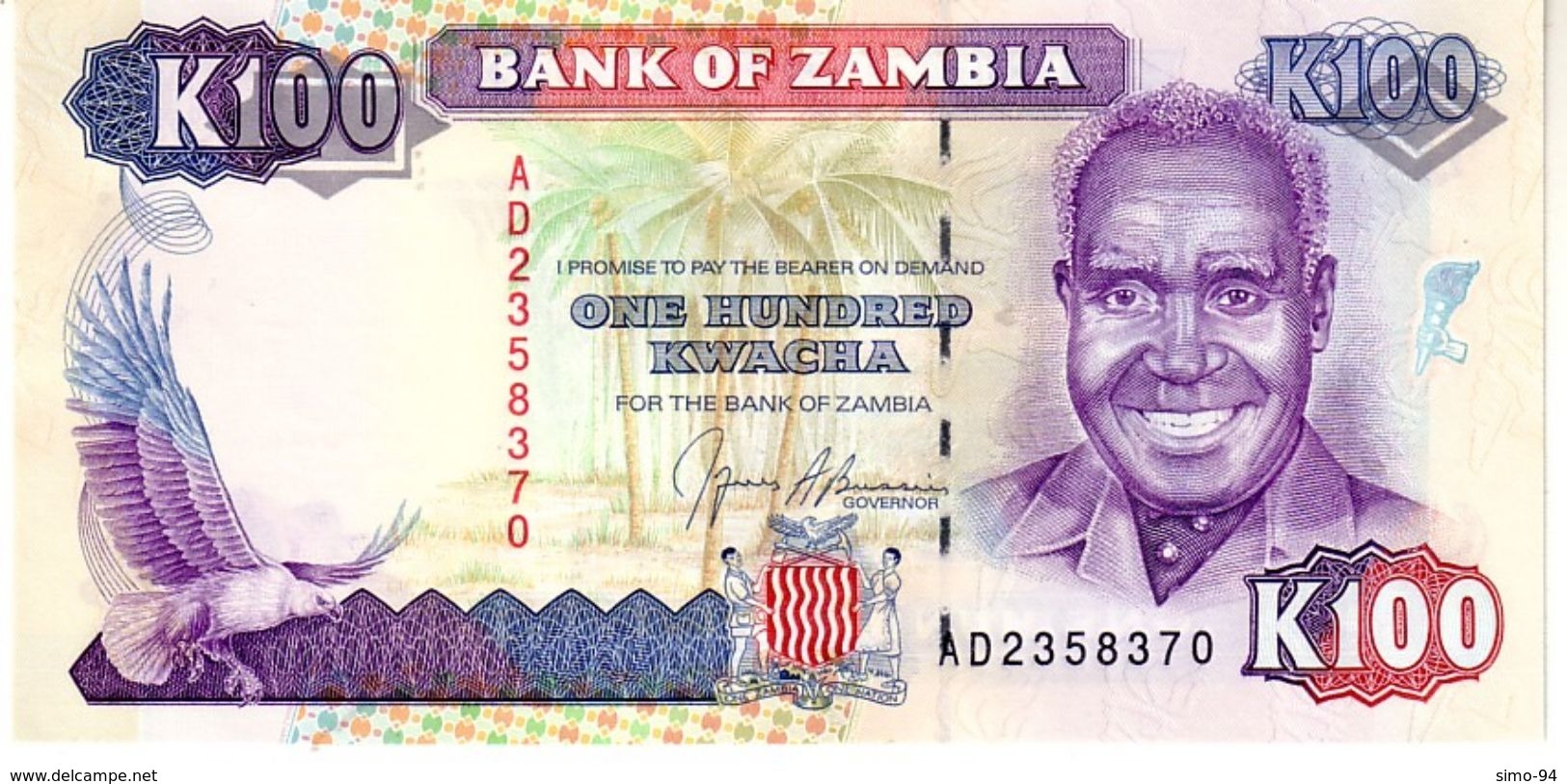 Zambia P.34 100 Kwacha 1991  Unc - Zambia
